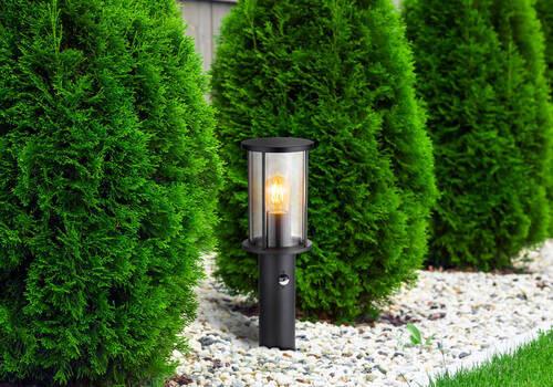 Außenleuchte Gracey Schwarz max. 60 Watt - Schwarz, KONVENTIONELL, Glas/Metall (14,3/45cm) - Globo