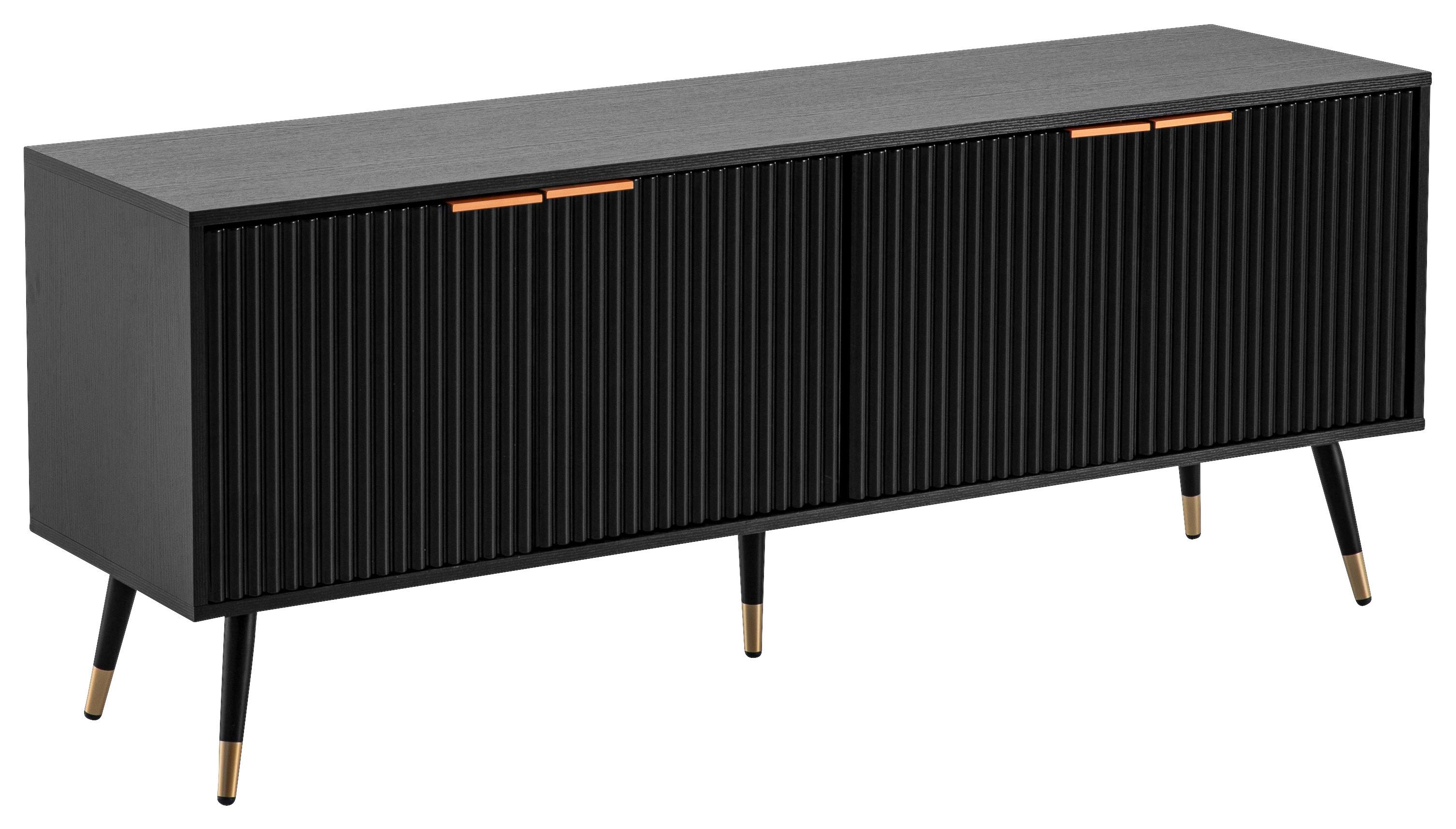 Nizka Omarica Sonoma, Črna - zlate barve/črna, Design, kovina/leseni material (150/60/39cm) - MID.YOU