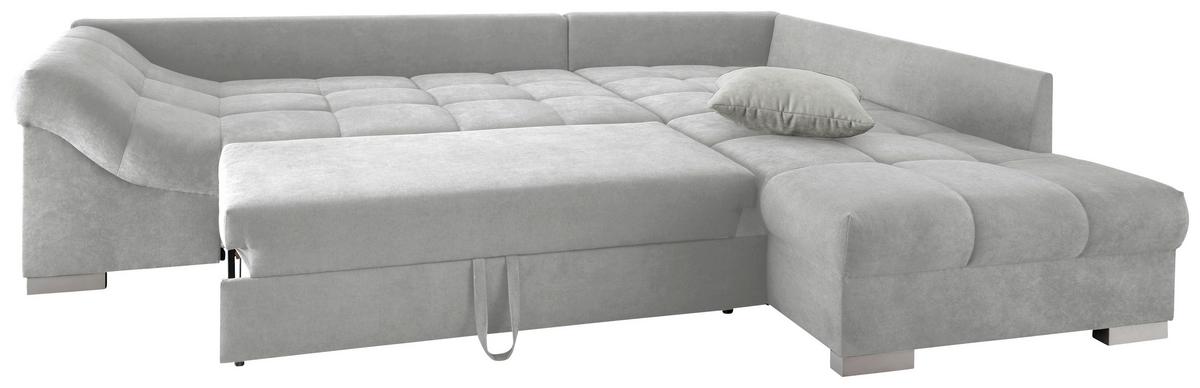 Wohnlandschaft Alvito Silberfarben Nylon/Mikrofaser - Silberfarben, Design, Holz/Textil (298/202cm) - MID.YOU