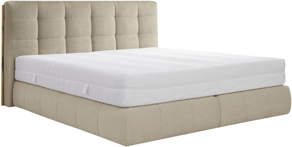 Boxspringbett Lavenito Beige ca. 180x200cm - Beige/Schwarz, KONVENTIONELL, Textil (180/200cm) - Premium Living