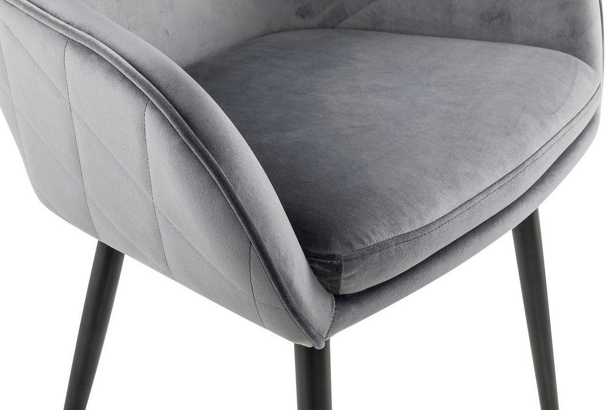 Naslanjač Samt, Siva - siva/črna, Moderno, kovina/tekstil (61/85/60cm) - Livetastic