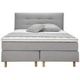 Boxspringbett Grau 180x200cm - Hellgrau/Naturfarben, KONVENTIONELL, Holz (208/196/115cm) - Premium Living