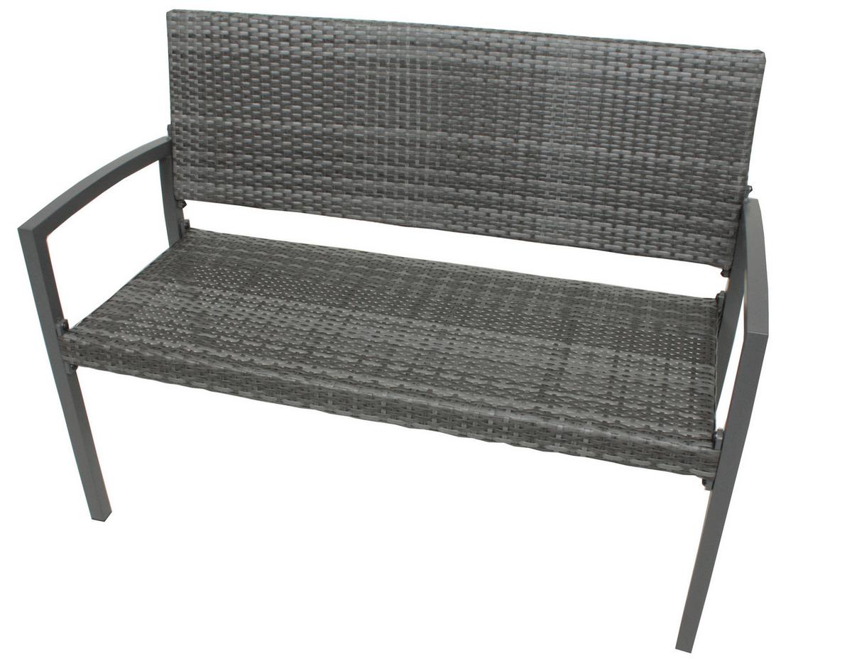 Sitzbank mit Lehne Dunkelgrau L: 116 cm - Dunkelgrau, Basics, Kunststoff/Metall (116/60/87cm) - Gardenson