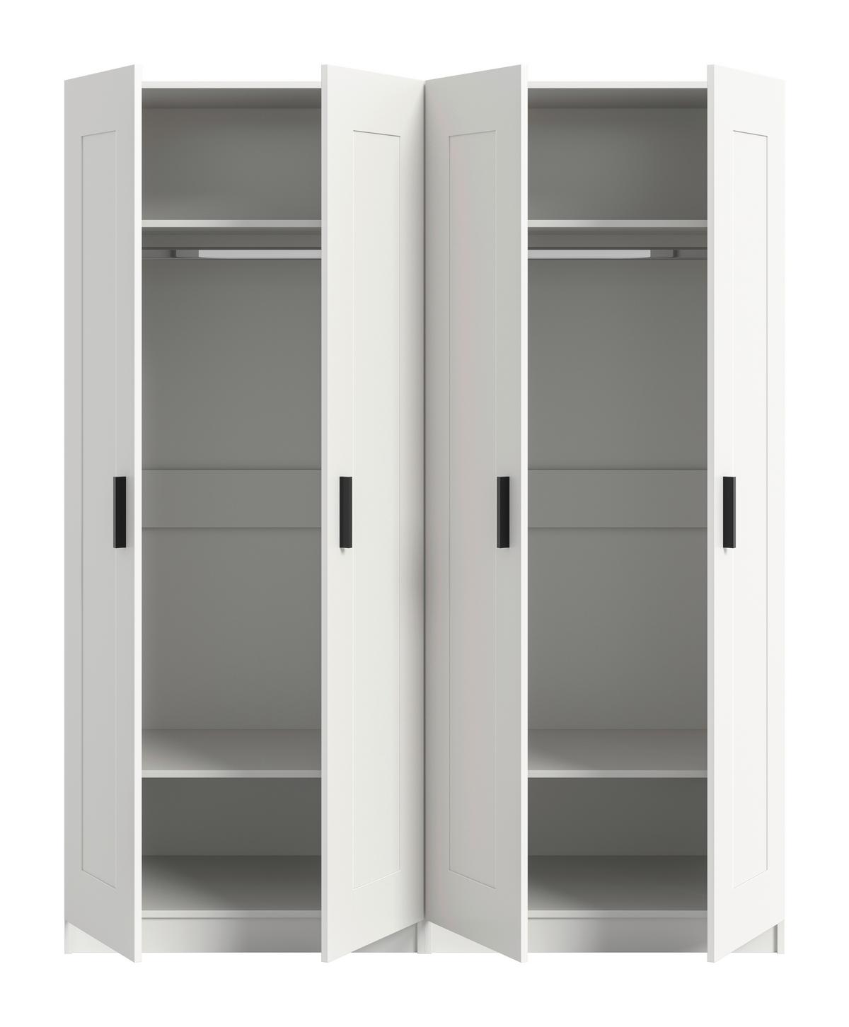 Drehtürenschrank Visby Weiß - Schwarz/Weiß, ROMANTIK / LANDHAUS, Holzwerkstoff/Kunststoff (160/194/56cm) - Livetastic