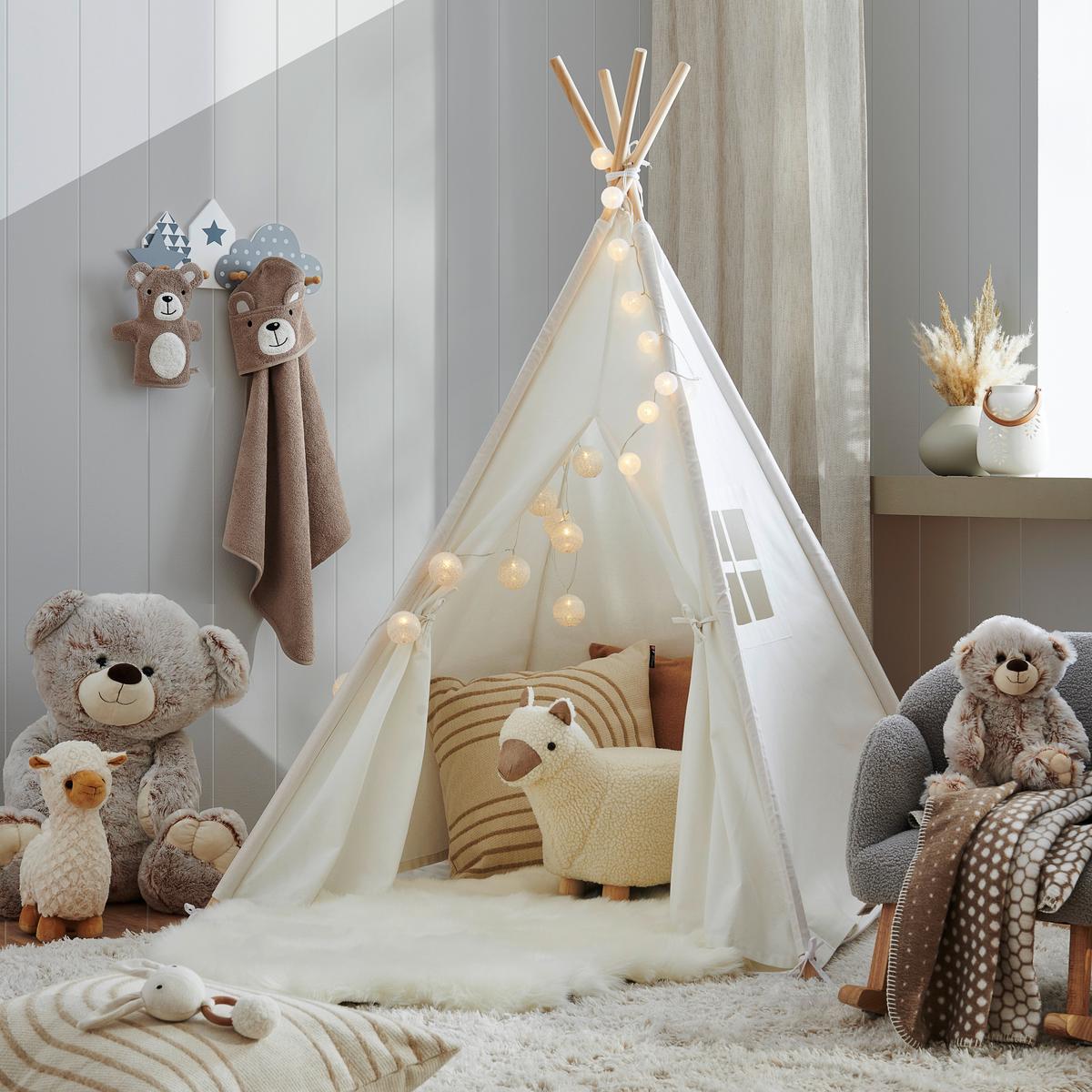 NAMIOT DO ZABAWY TIPI - SMILE - kremowy, Basics, drewno/tkanina (120/120/154cm) - My Baby Lou