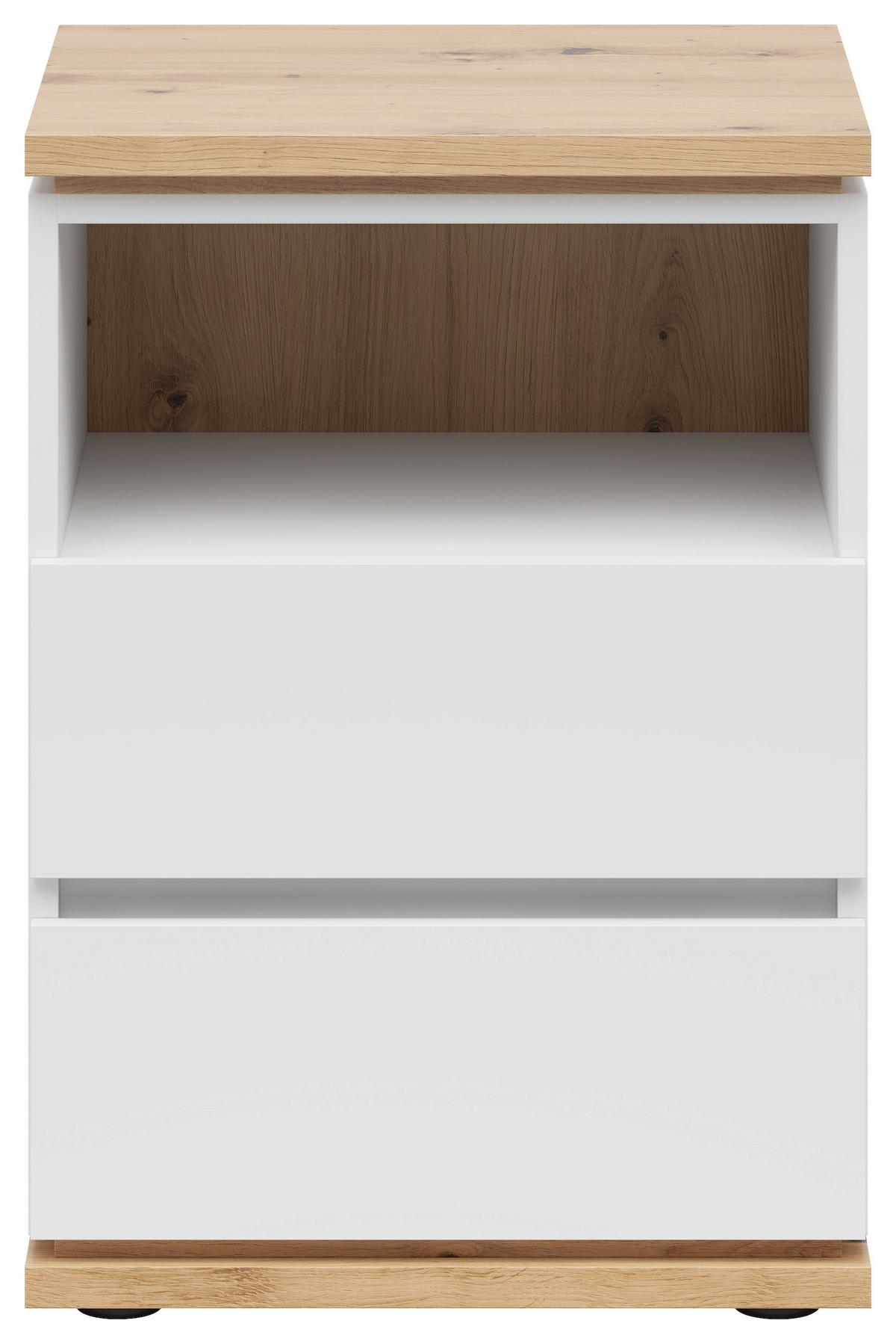 SZAFKA NOCNA YAMAEL - biały/czarny, Modern, materiał drewnopochodny (45/63/42cm) - Xora