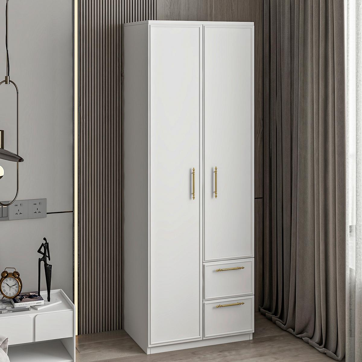 KLEIDERSCHRANK VESPERA KLEIDERSCHRANK - Weiss/Goldfarben, Design, Holzwerkstoff/Metall (60/172/45cm) - Livetastic