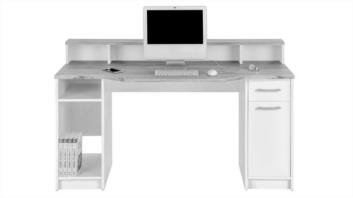 Radni Stol Tobi Mx 166 - bijela/boje hrasta, Moderno, drvni materijal/plastika (150/91/68cm) - Modern Living