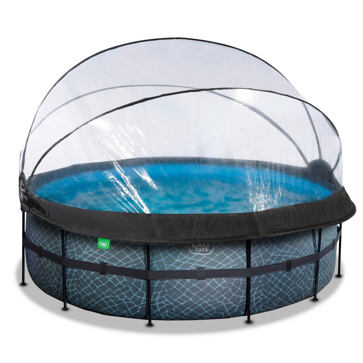 Bazen Exit Stone Pool, Toplotna Črpalka, Ø 427cm - siva, Konvencionalno, umetna masa (447/320cm) - EXIT Toys