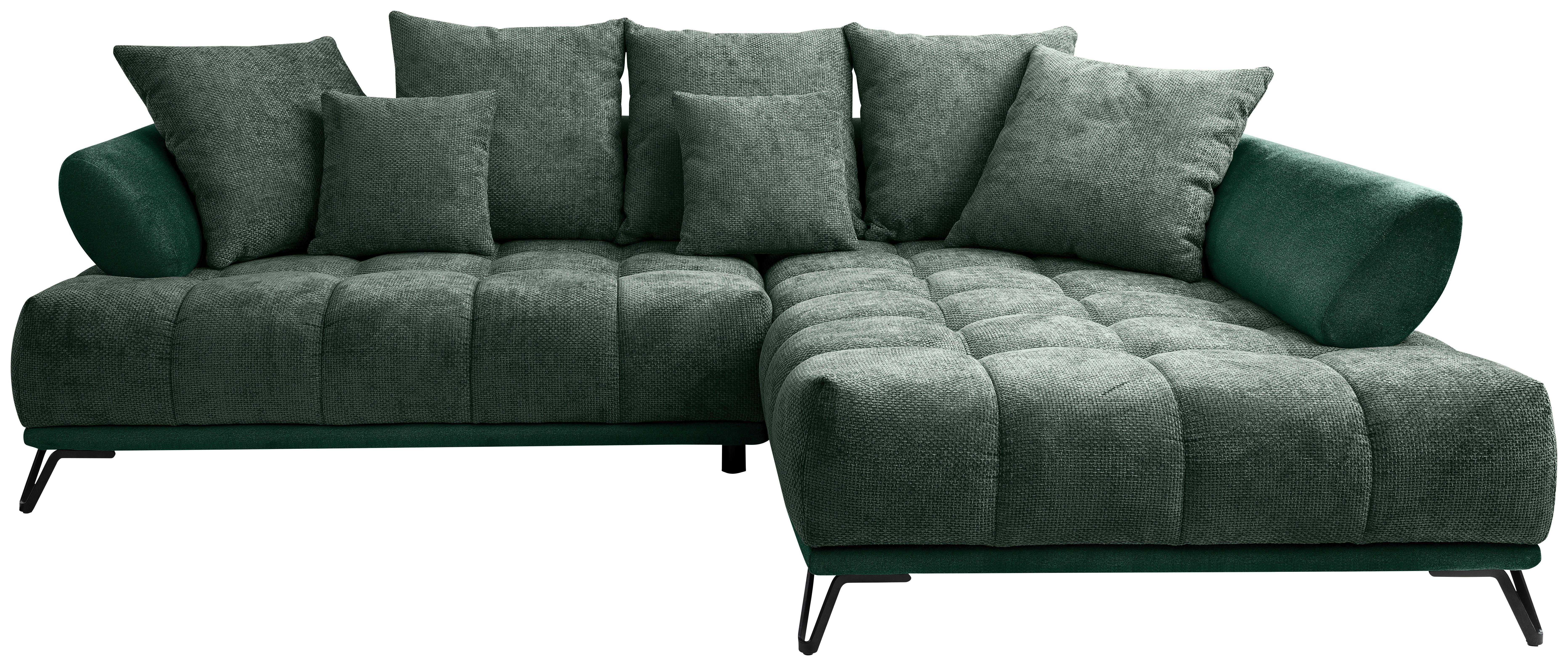 Ugaona Garnitura Largo N - tamnozelena/crna, Moderno, tekstil/metal (262/184cm) - Modern Living