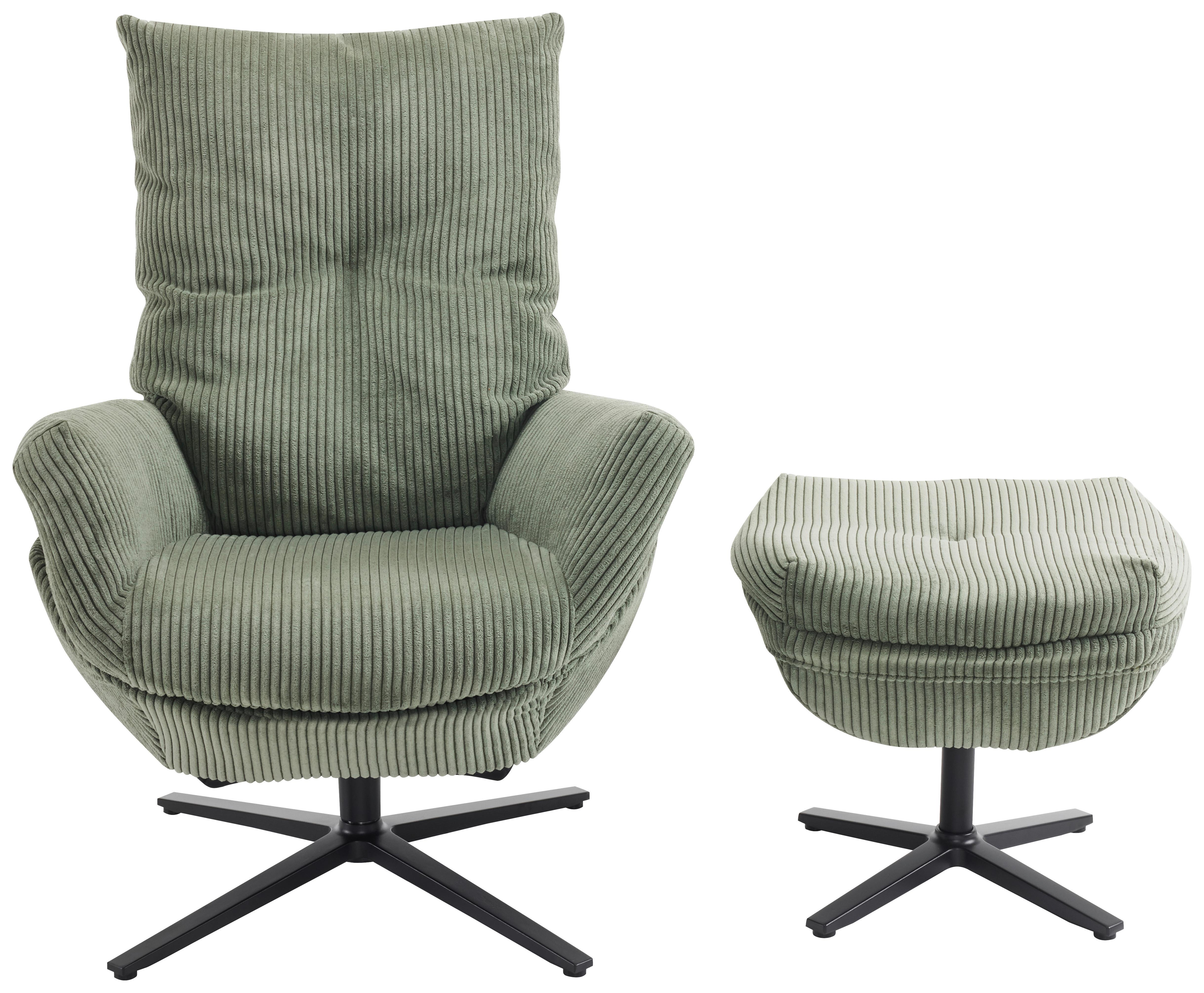 ZESTAW FOTELI RELAKSACYJNYCH WILSON - zielony/czarny, Design, metal/tkanina (77/100/78cm) - Carryhome