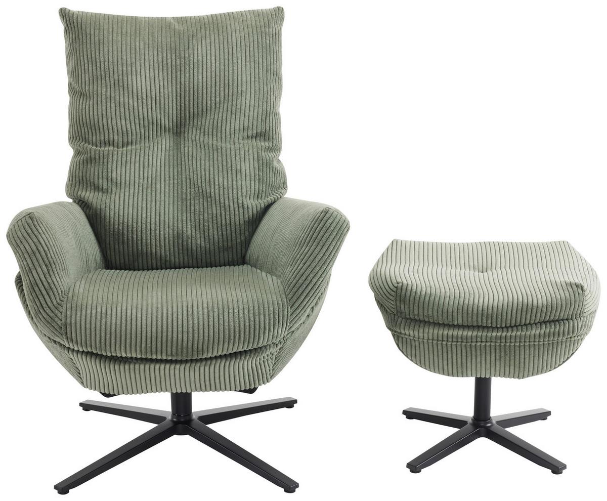 ZESTAW FOTELI RELAKSACYJNYCH WILSON - zielony/czarny, Design, metal/tkanina (77/100/78cm) - Carryhome