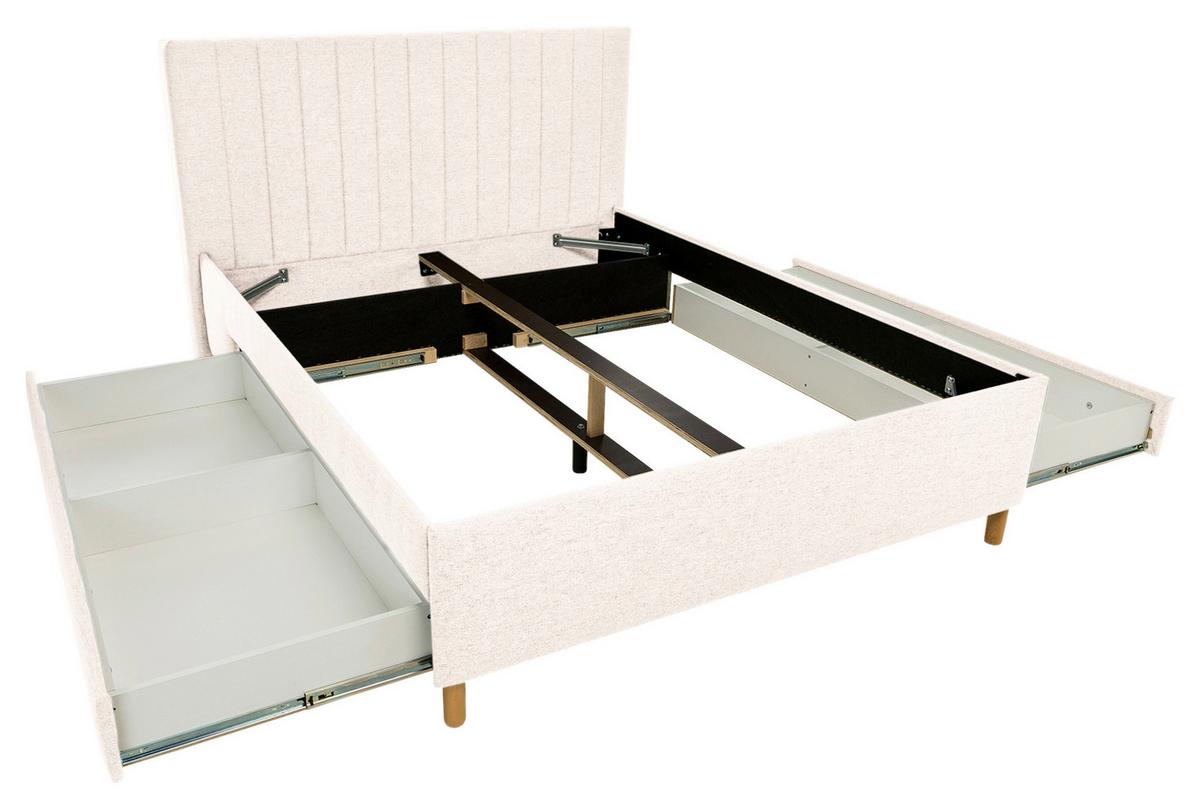 Polsterbett Talio Beige ca. 180x200cm - Eichefarben/Beige, KONVENTIONELL, Holz/Holzwerkstoff (180/200cm) - Mömax
