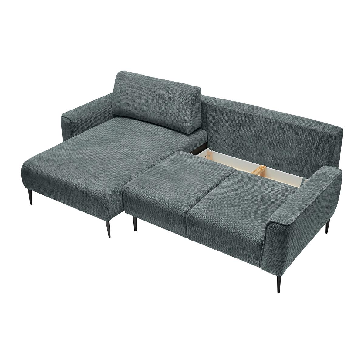 Ecksofa Custom Dunkelgrün - Dunkelgrün/Schwarz, MODERN, Textil/Metall (164/85/255cm) - Mömax
