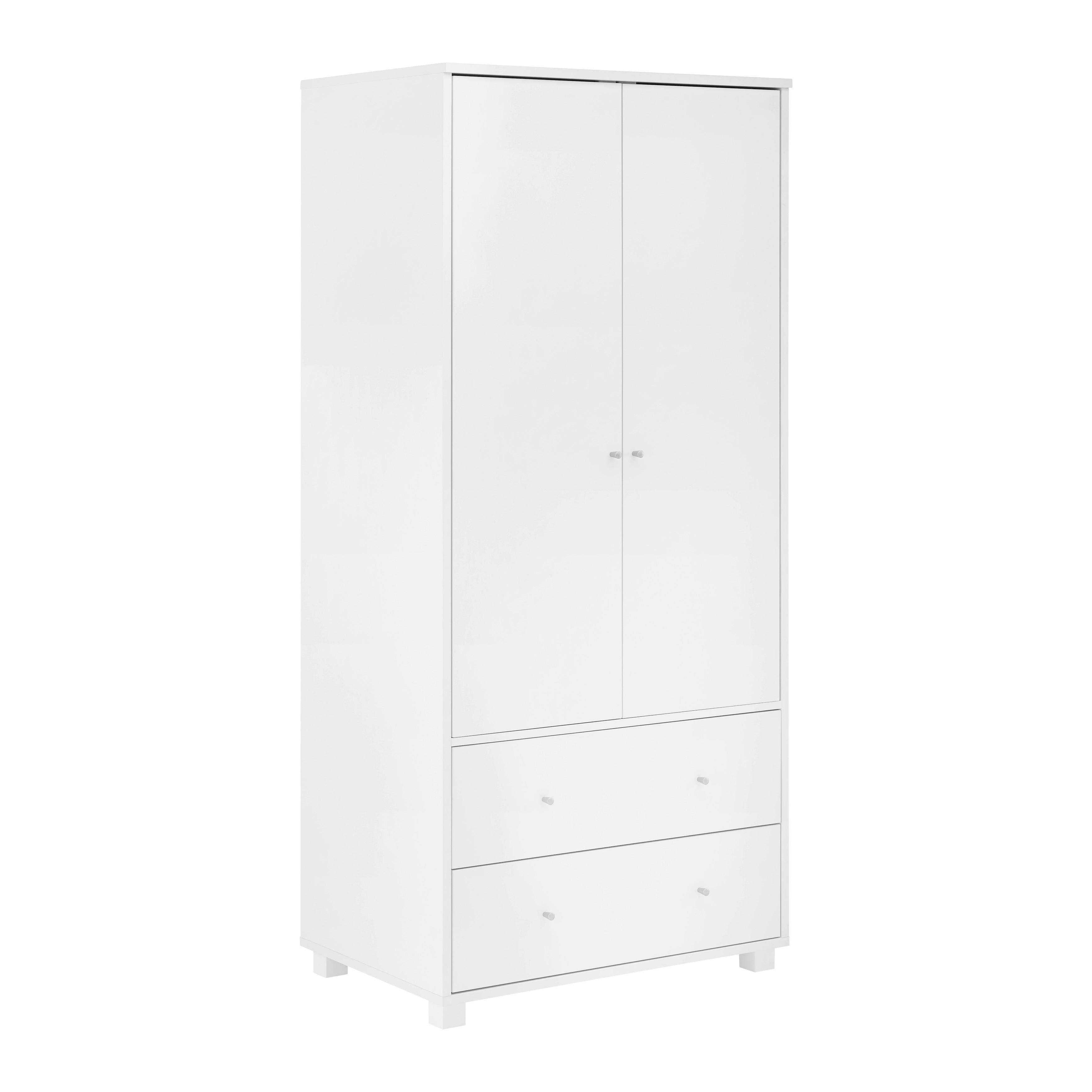 Drehtürenschrank Milo Weiß ca. 80x176x55 cm - Silberfarben/Weiß, MODERN, Holz/Metall (80/176/55cm) - Bessagi Home