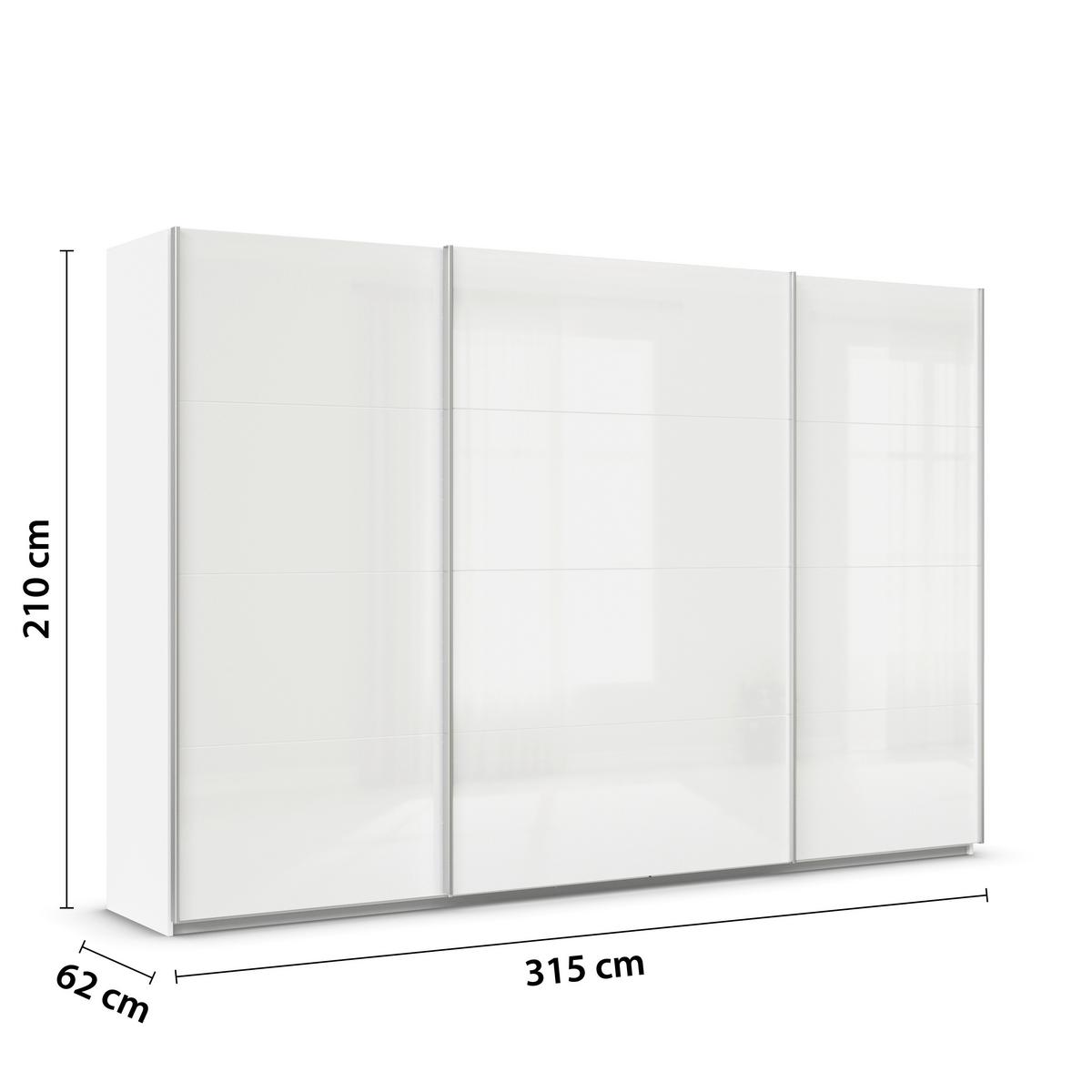 Ormar S Kliznim Vratima Feldkirch - bijela/bijela visoki sjaj, Moderno, drvni materijal/metal (315/210/62cm)