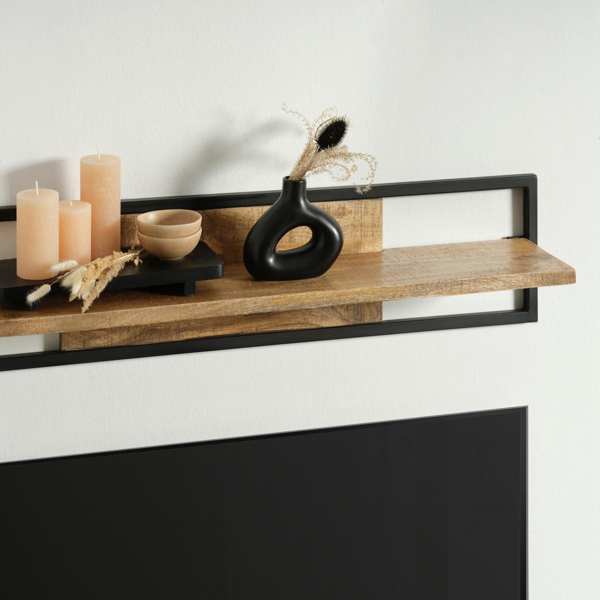 Wandboard Everest in Naturfarben/Schwarz - Schwarz/Naturfarben, Natur, Holz/Metall (120/30/20cm) - Mömax