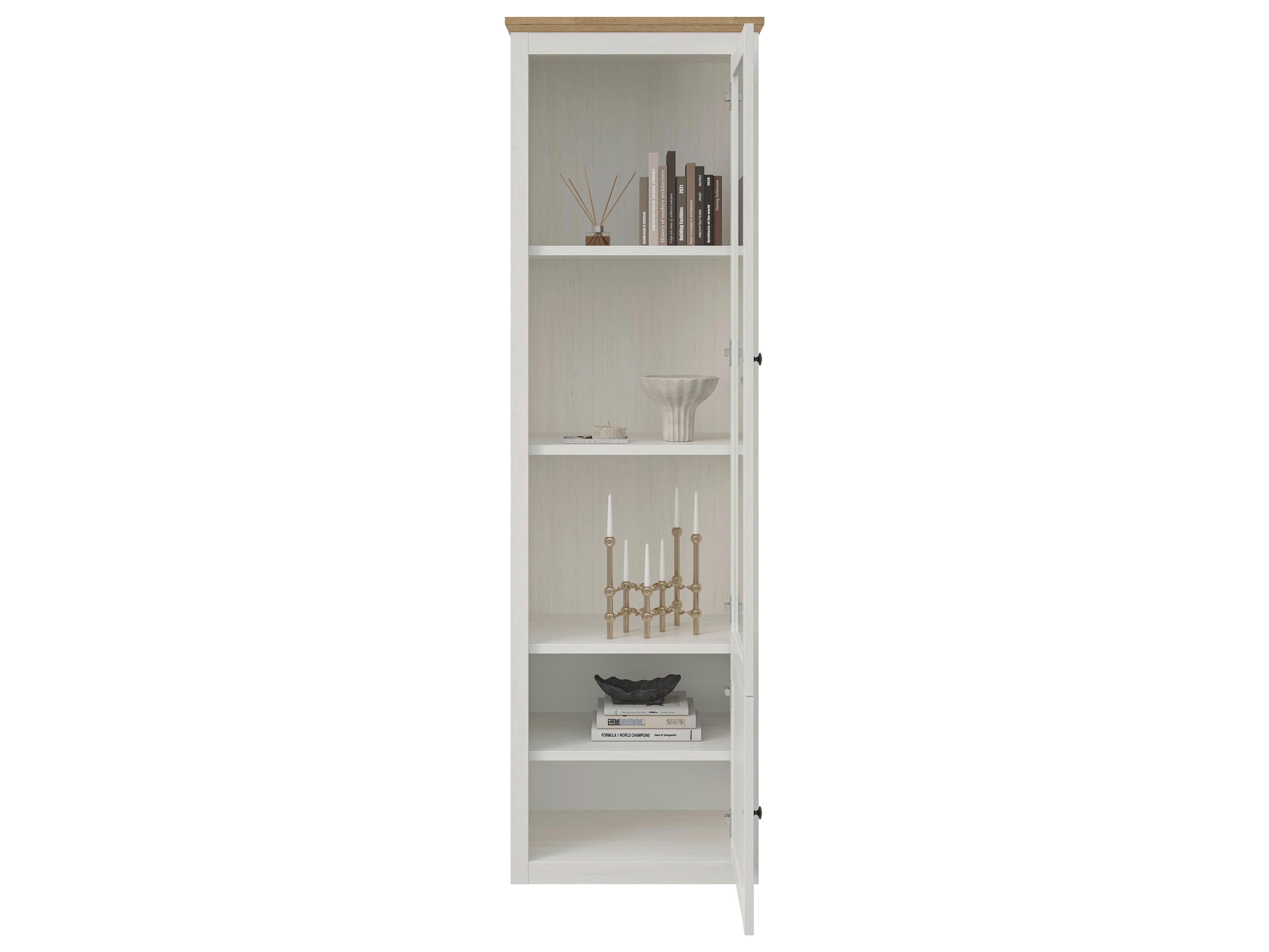 VITRINSKÅP KORSIKA -EXKLUSIV- - vit/svart, Romantik / Lanthus, metall/trämaterial (58,1/195/43cm) - Mömax