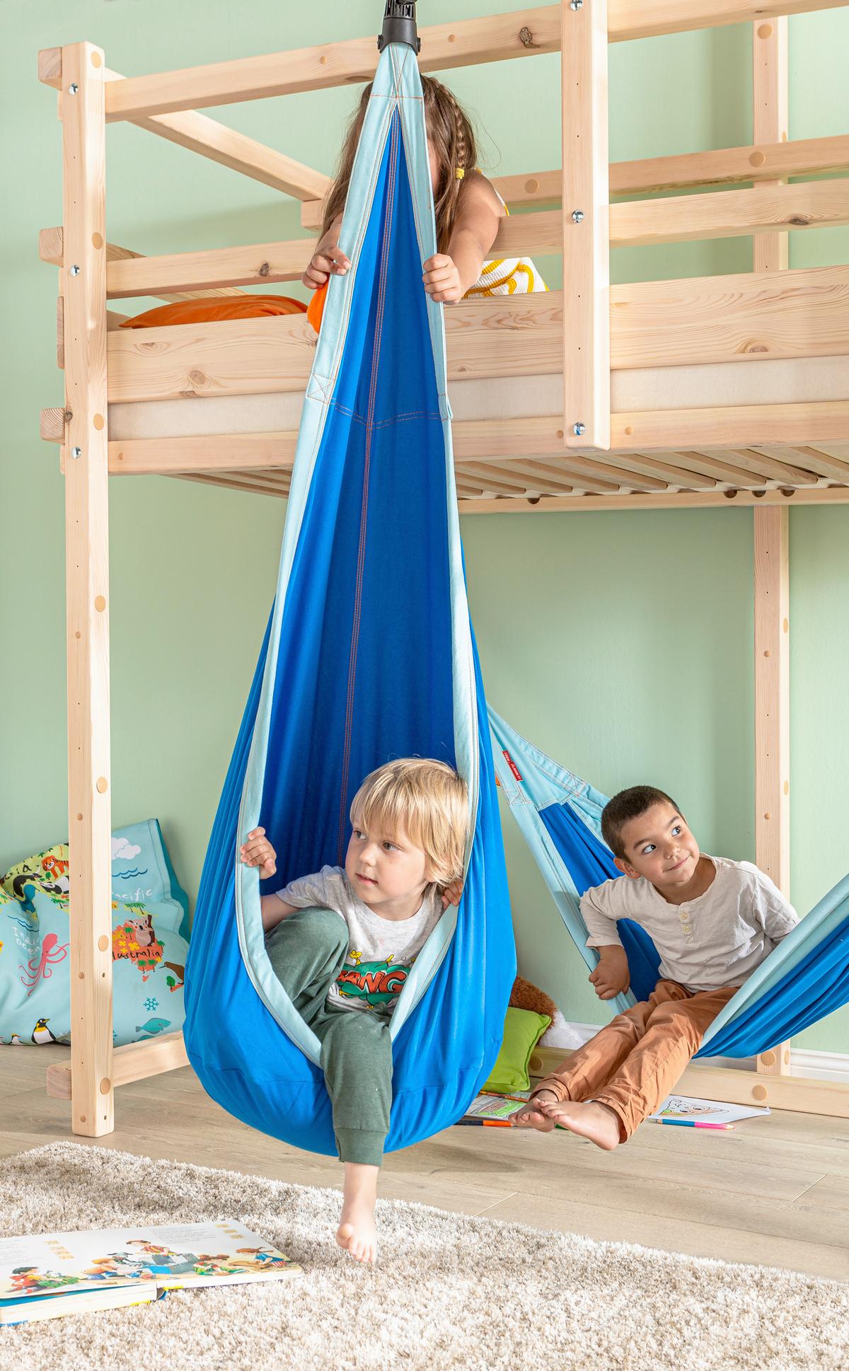 Kinderhängesessel Kids Hanging Nest Blau/Orange - Blau/Orange, KONVENTIONELL, Textil (70/200-400/150cm) - La Siesta