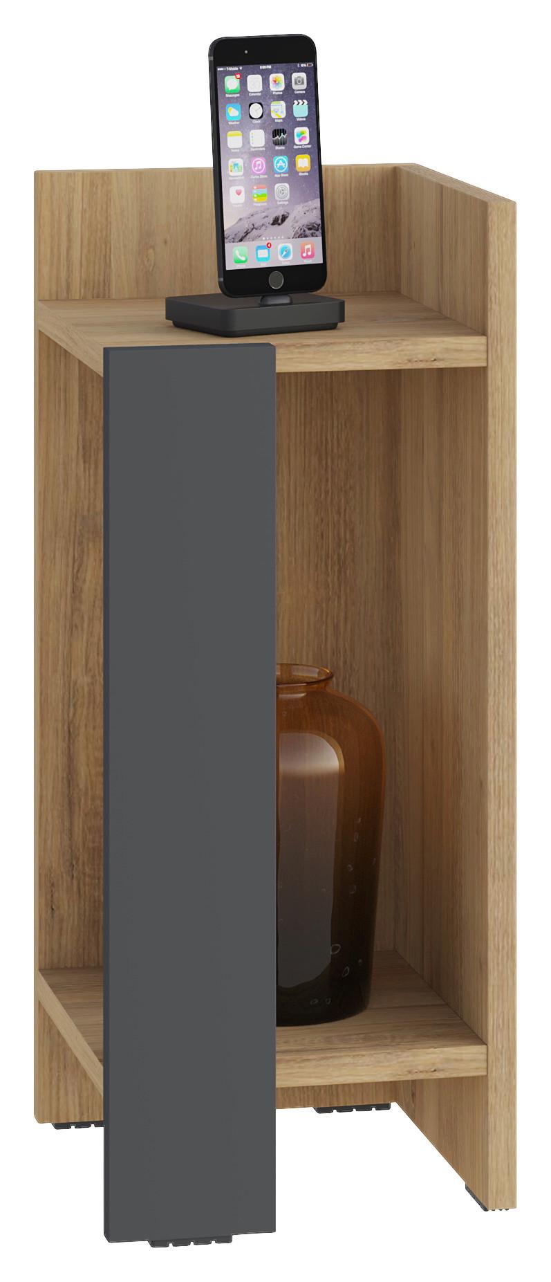 Nachttisch Elos ca. 27x60x25 cm Eichefarben - Eichefarben/Anthrazit, Design, Holzwerkstoff (27/60/25cm) - Livetastic