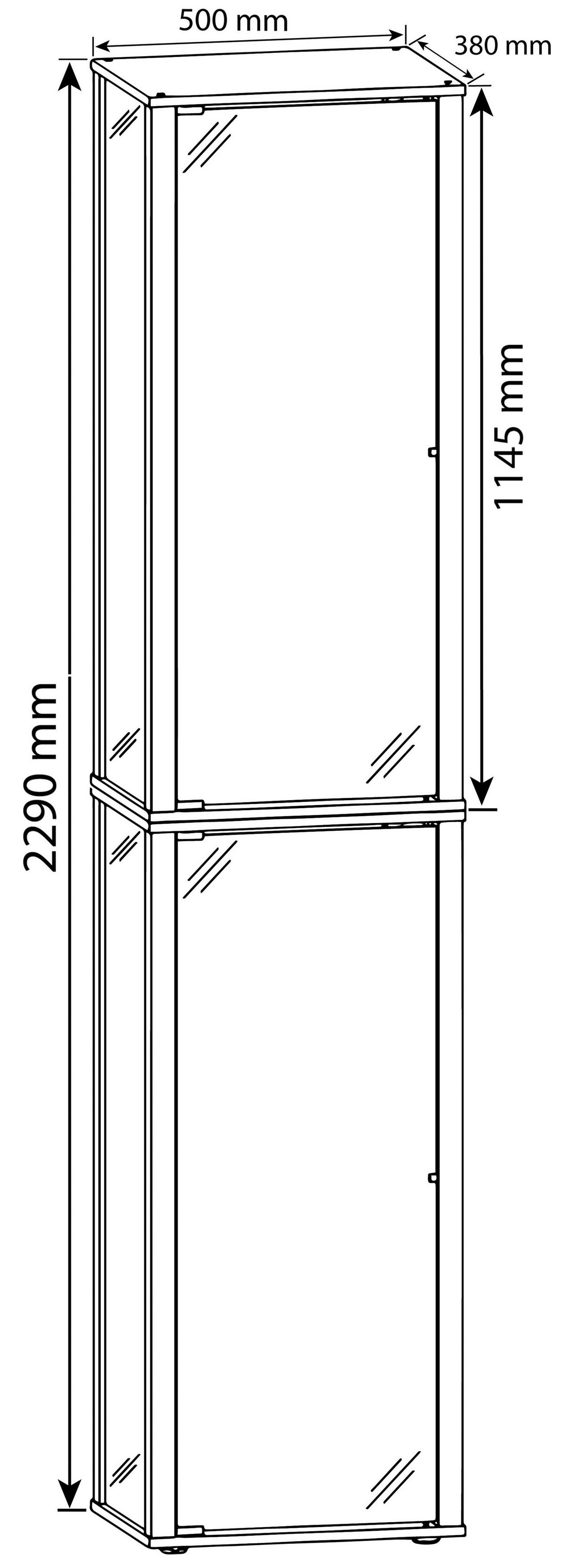 Vitrina Kavisa, Bela - črna/bela, Moderno, umetna masa/steklo (50/227/38cm) - MID.YOU