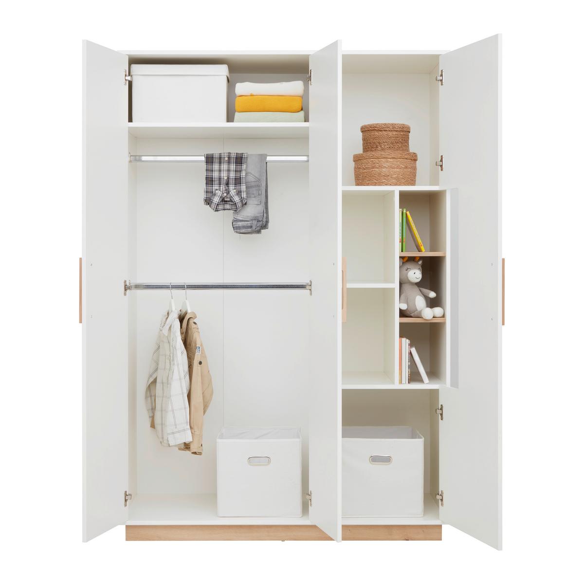 Kleiderschrank Luna White Weiss/Eiche ca. 131x194x55cm - Weiss/Eiche Artisan, Konventionell, Holz/Holzwerkstoff (131/194/55cm) - Roba