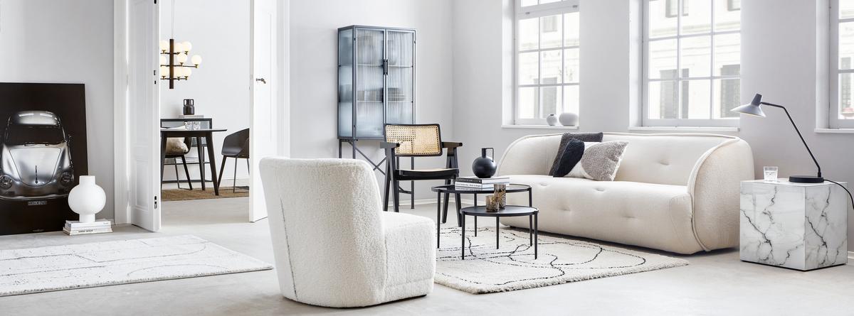 FOTEL VENEZIA - biały, Modern, drewno/tkanina (64/71/73cm) - Livetastic