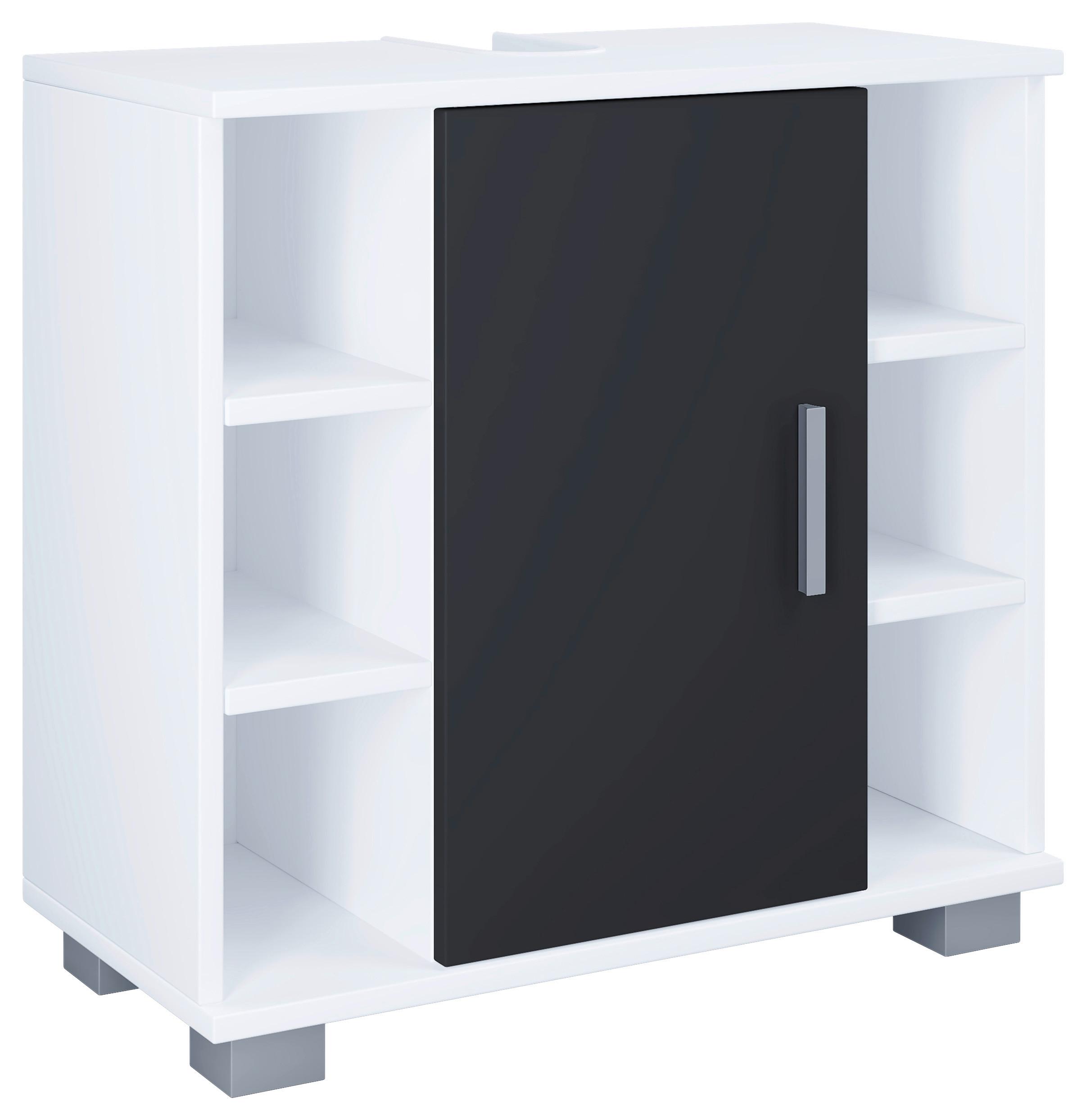 Waschbeckenunterschrank Zalo M ca. 60x58x30 cm Schwarz - Schwarz/Weiß, MODERN, Holzwerkstoff/Kunststoff (60/57,7/30,4cm) - MID.YOU