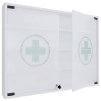 Medizinschrank Hustila L - Weiss, Modern, Glas/Holzwerkstoff (80/60/10cm) - MID.YOU