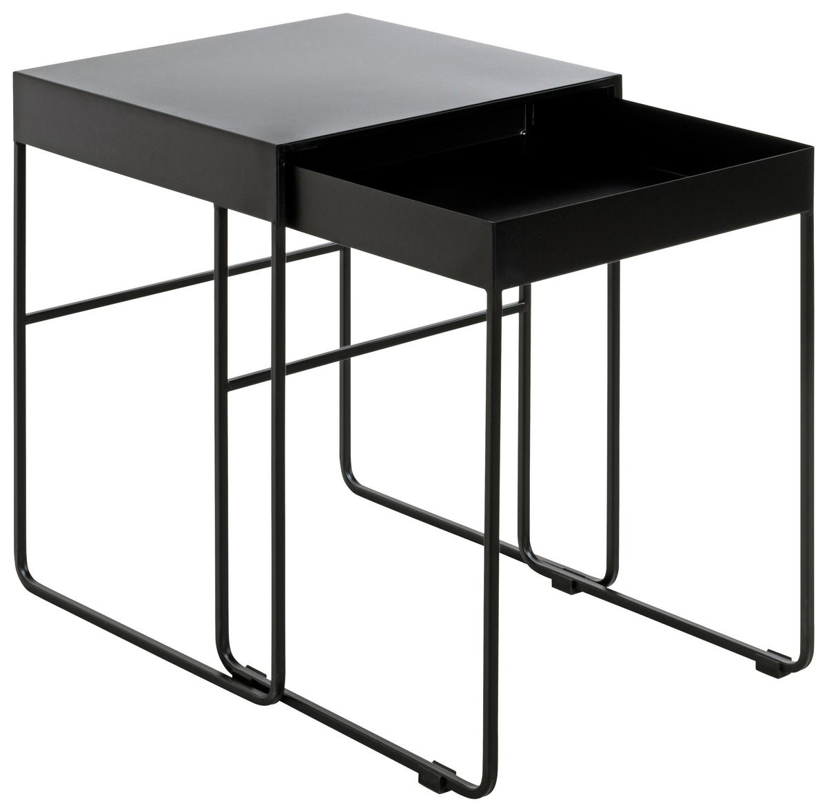 ZESTAW STOLIKÓW BOCZNYCH MOE - czarny, Design, metal (39-42/39-42/51-54cm)