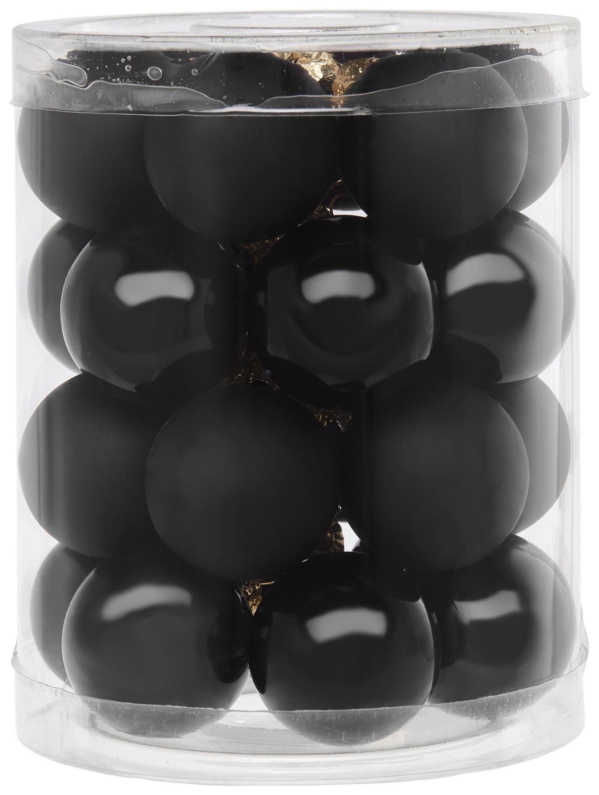 Karácsonyfagömbszett Anna - világos rózsaszín/fekete, Konventionell, Üveg (3cm) - Mömax
