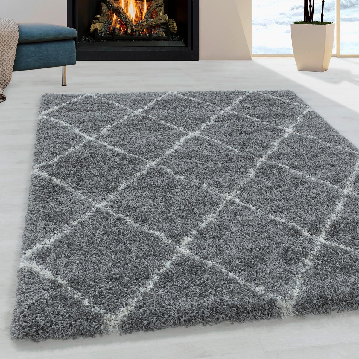 Hochflorteppich Alvor Grau ca. 80x150cm - Grau, Basics, Textil (80/150cm)