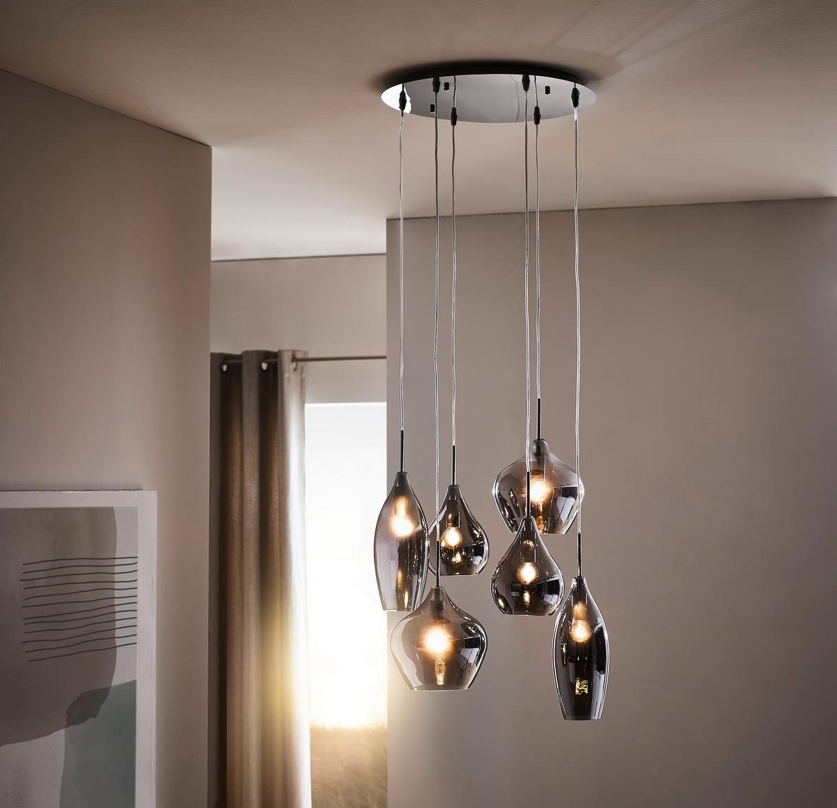 LAMPA WISZĄCA TRONDHEIM - szary, Trend, metal/szkło (60/30-135cm) - Dieter Knoll