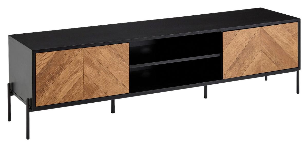 Lowboard ''Wohnling'', Schwarz/Braun - Schwarz/Braun, MODERN, Holzwerkstoff/Metall (163/45/40cm) - MID.YOU