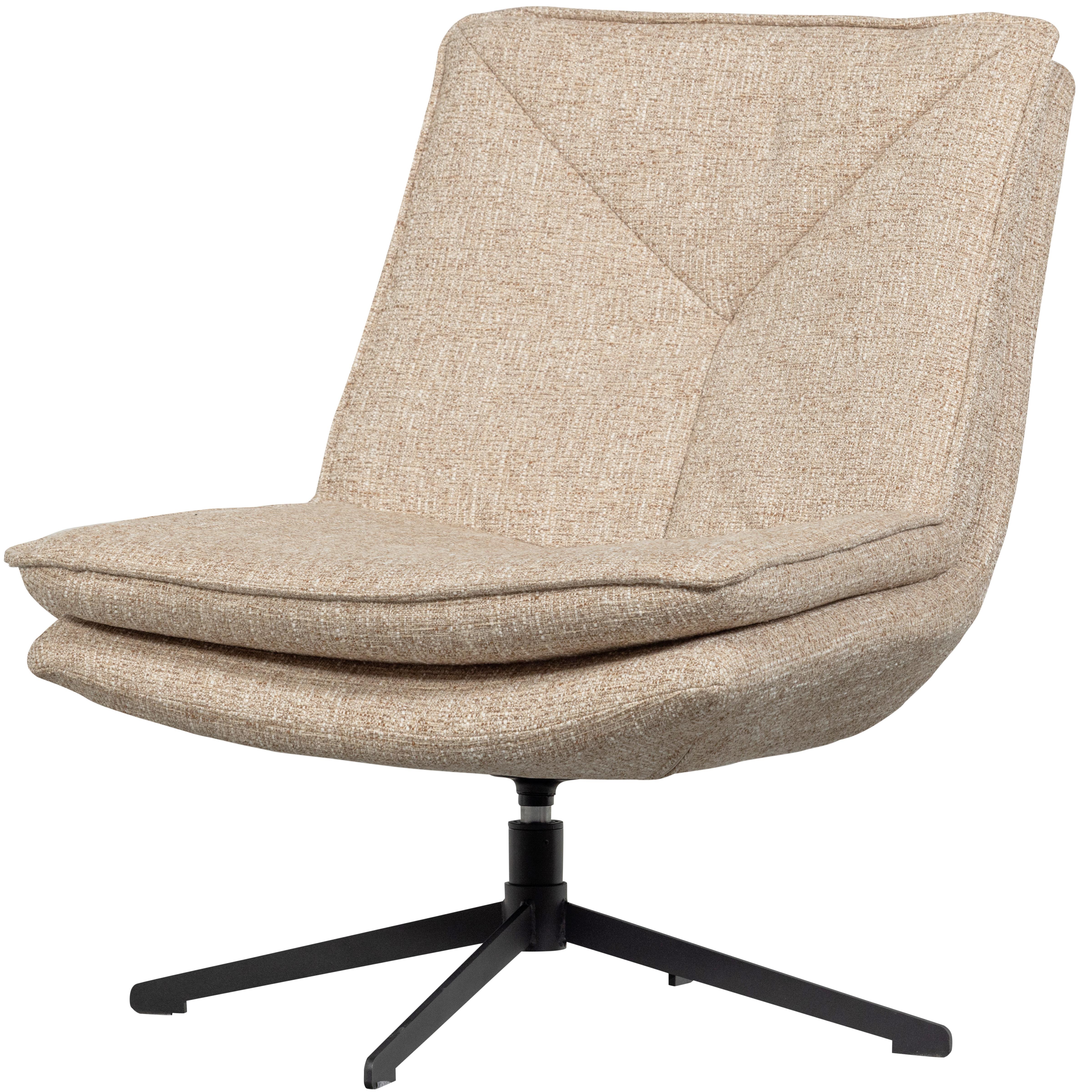 SESSEL Milaro Naturfarben B: 75cm - Schwarz/Naturfarben, Design, Textil/Metall (75/88/94cm) - Livetastic