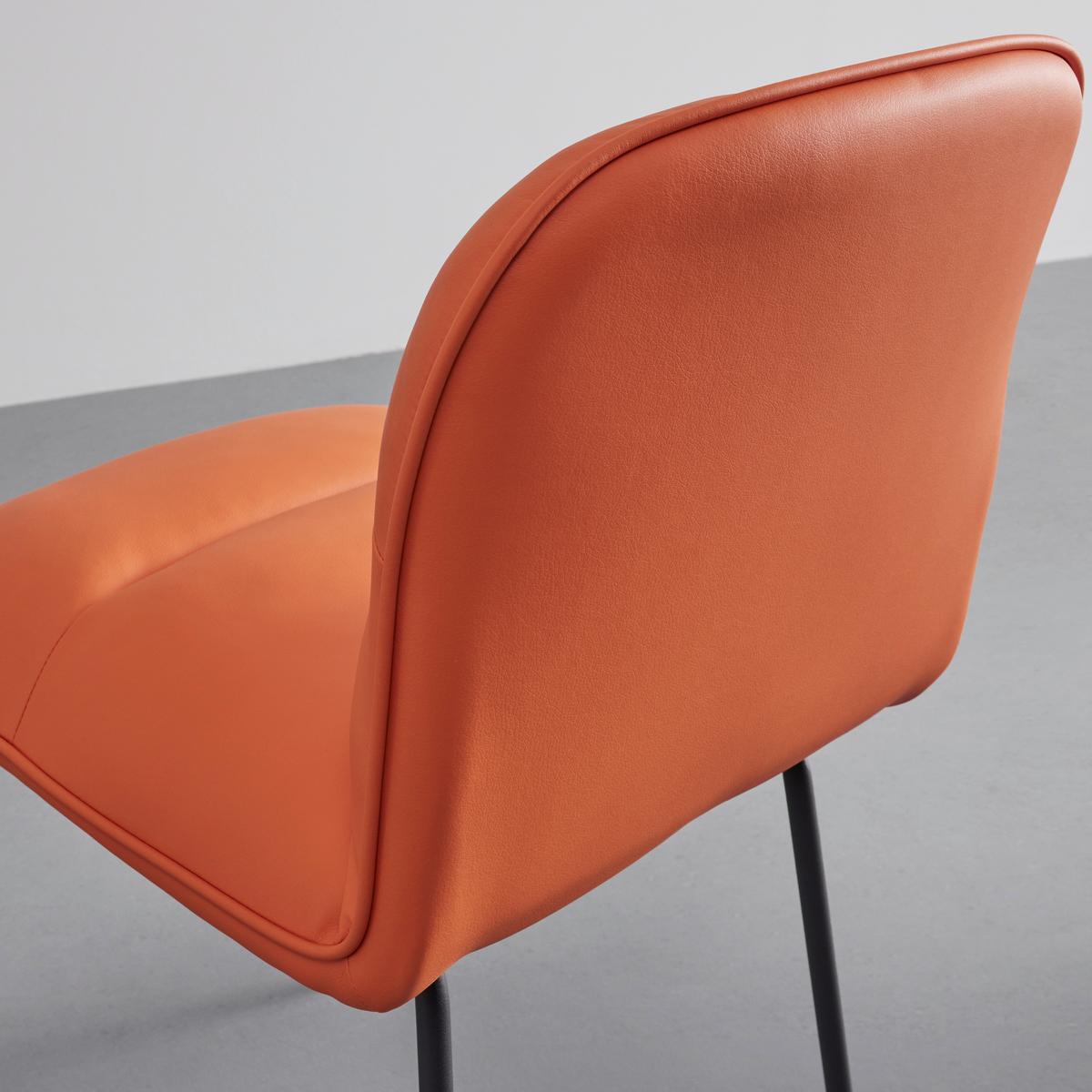 Stuhl Ellis Orange Lederlook Gepolstert - Schwarz/Orange, MODERN, Holz/Textil (43/80/50cm) - Bessagi Home