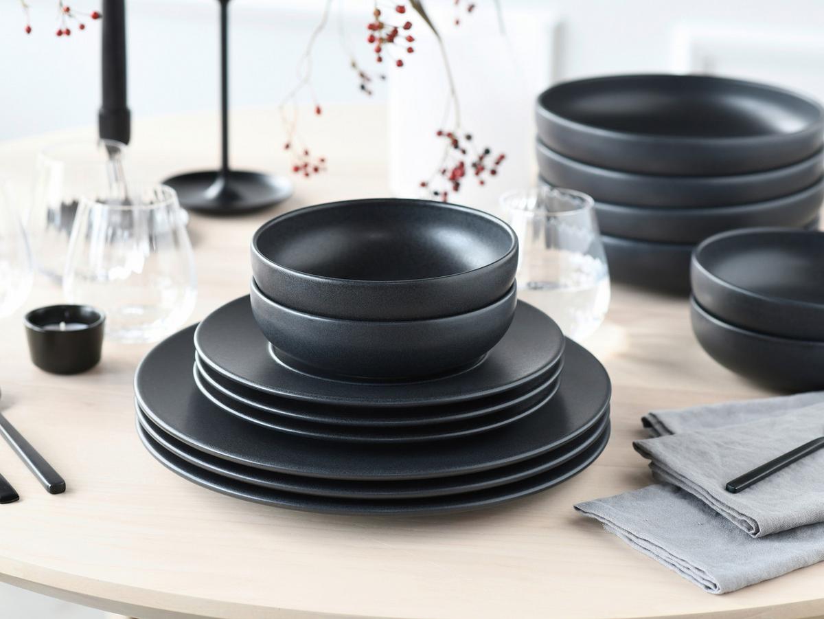 Jedilni Servis Unico Black, 16-Delni - črna, Basics, keramika - Creatable