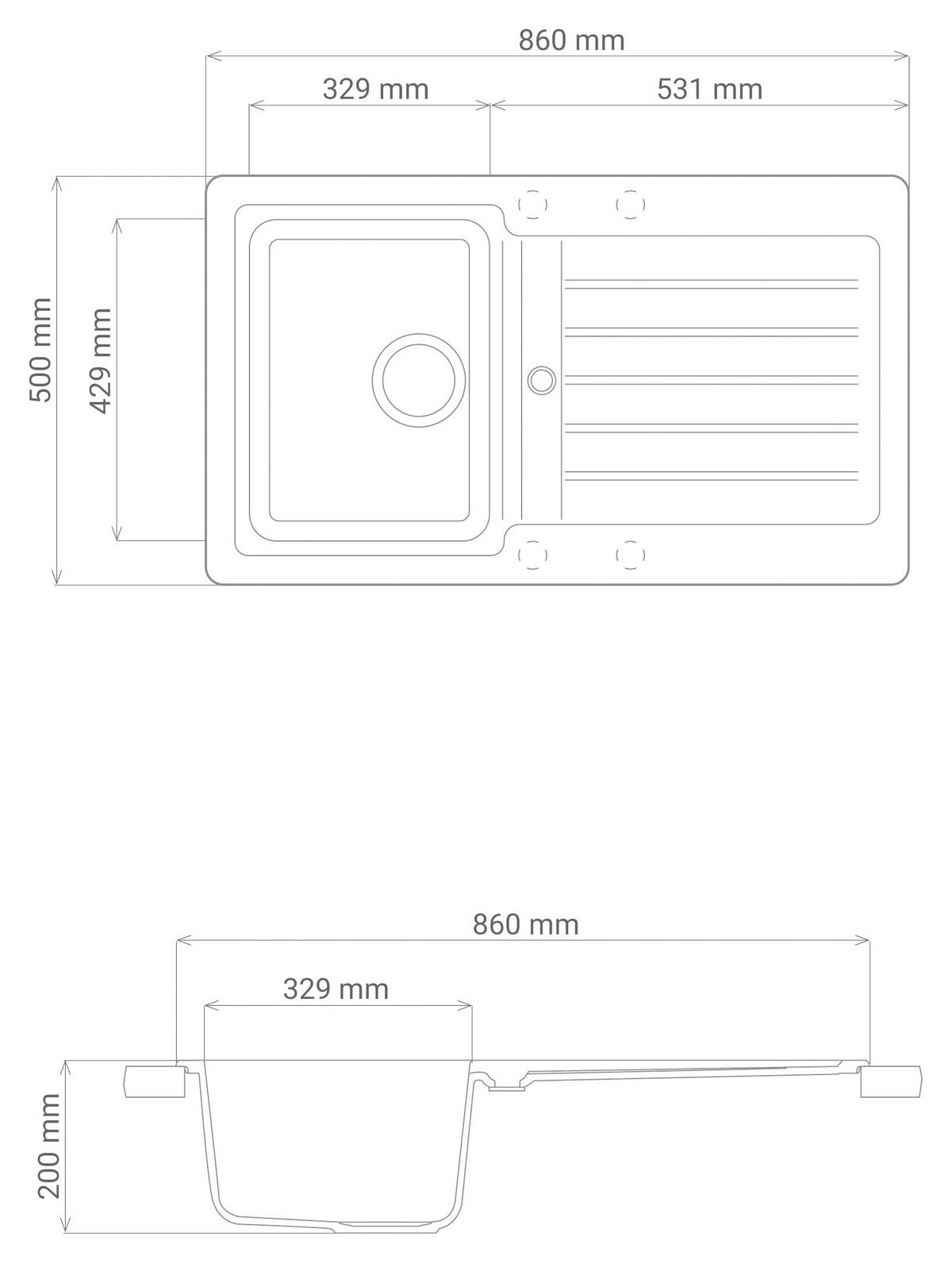 Pomivalno Korito Austin, 86x50cm - črna, Design, kamen (86/21/50cm) - Respekta