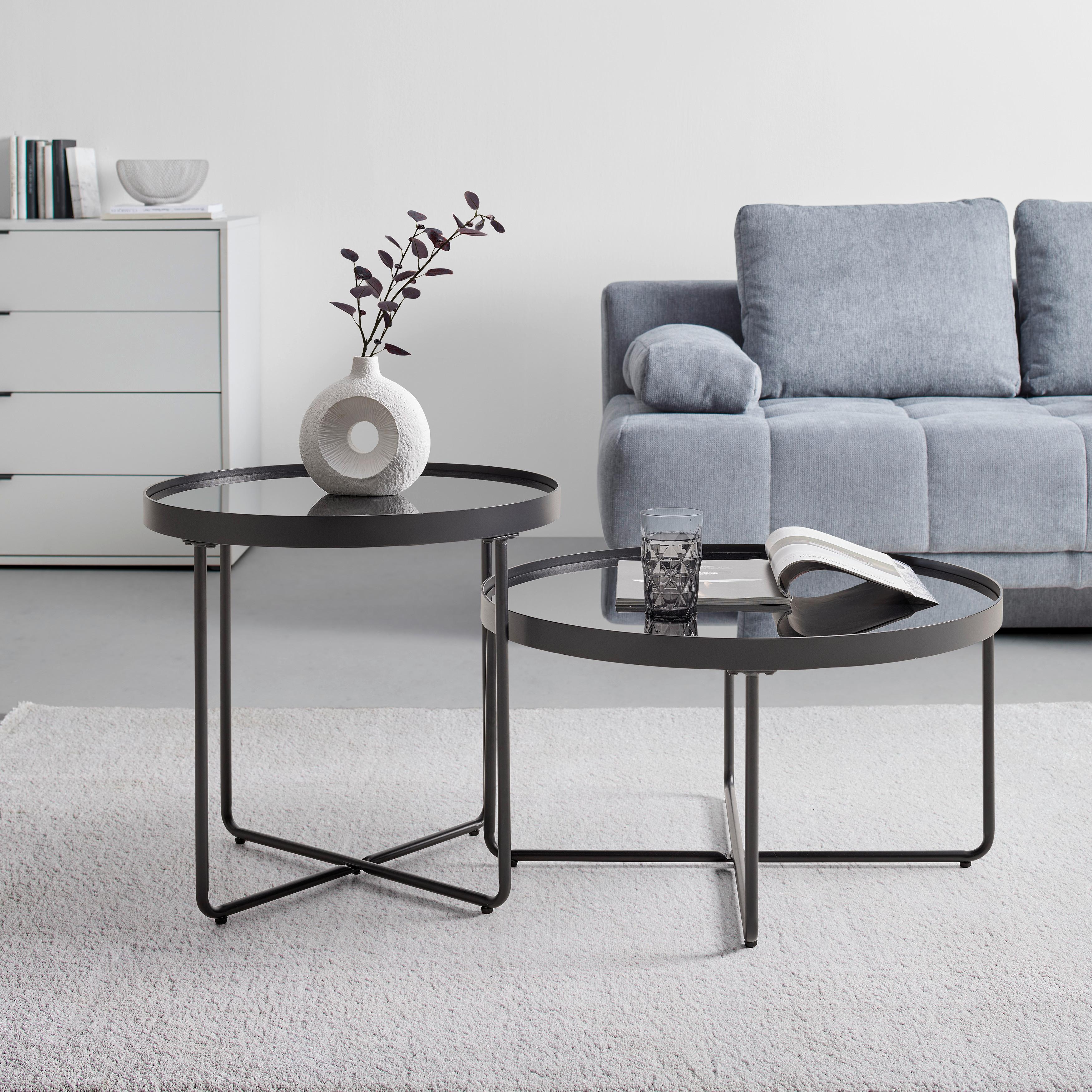 Couchtisch Emmy Schwarz - Schwarz, MODERN, Glas/Metall (70/55/70/55/40/55cm) - Mömax