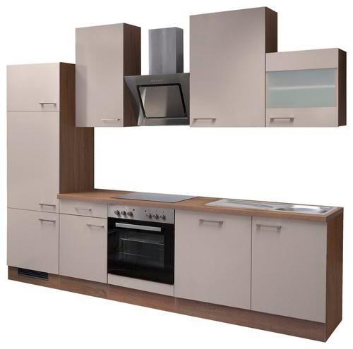 Küchenblock "Nepal" , Kaschmir/Sonoma Eiche - Kaschmir/Edelstahlfarben, MODERN, Glas/Holzwerkstoff (280cm) - FlexWell