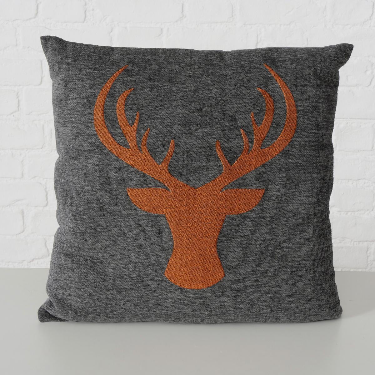 Zierkissen Olivo Dunkelgrau/Orange ca. 45x45cm - Dunkelgrau/Dunkelorange, ROMANTIK / LANDHAUS, Textil (45/45cm)