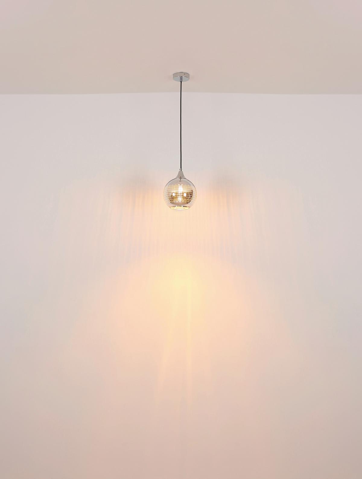 HÄNGELEUCHTE 16053 LOURDES - Chromfarben/Weiss, Basics, Glas/Textil (25/131cm) - Globo