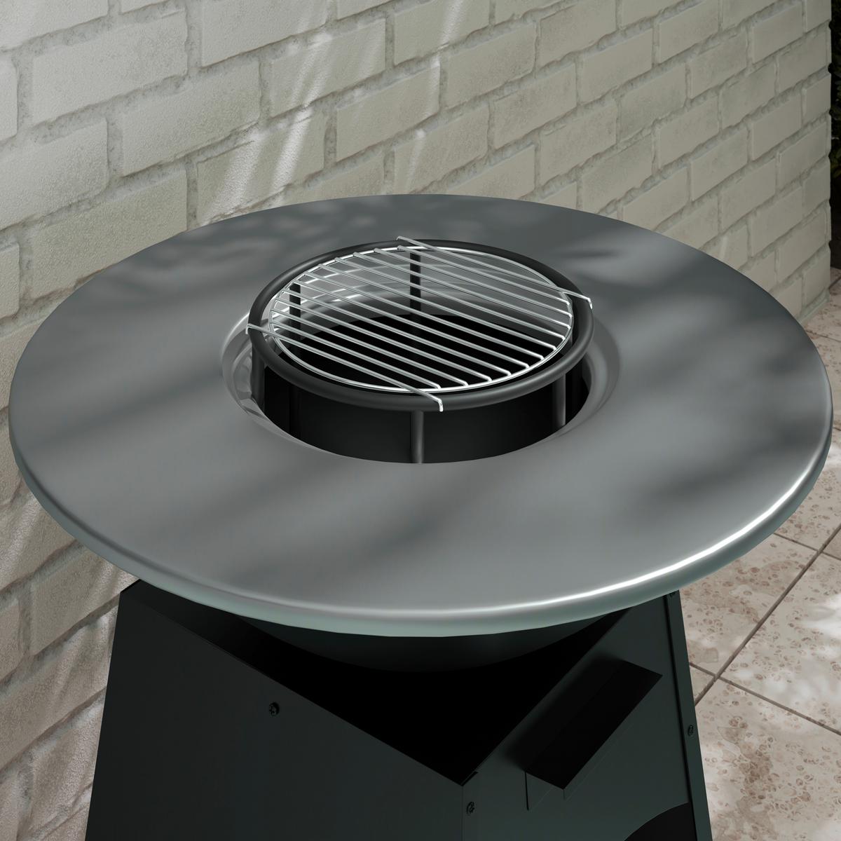 Holzkohlegrill Säule 2 Schwarz/Chrom/Edelstahlfarben - Chromfarben/Edelstahlfarben, MODERN, Metall (80/80/96cm) - Mömax