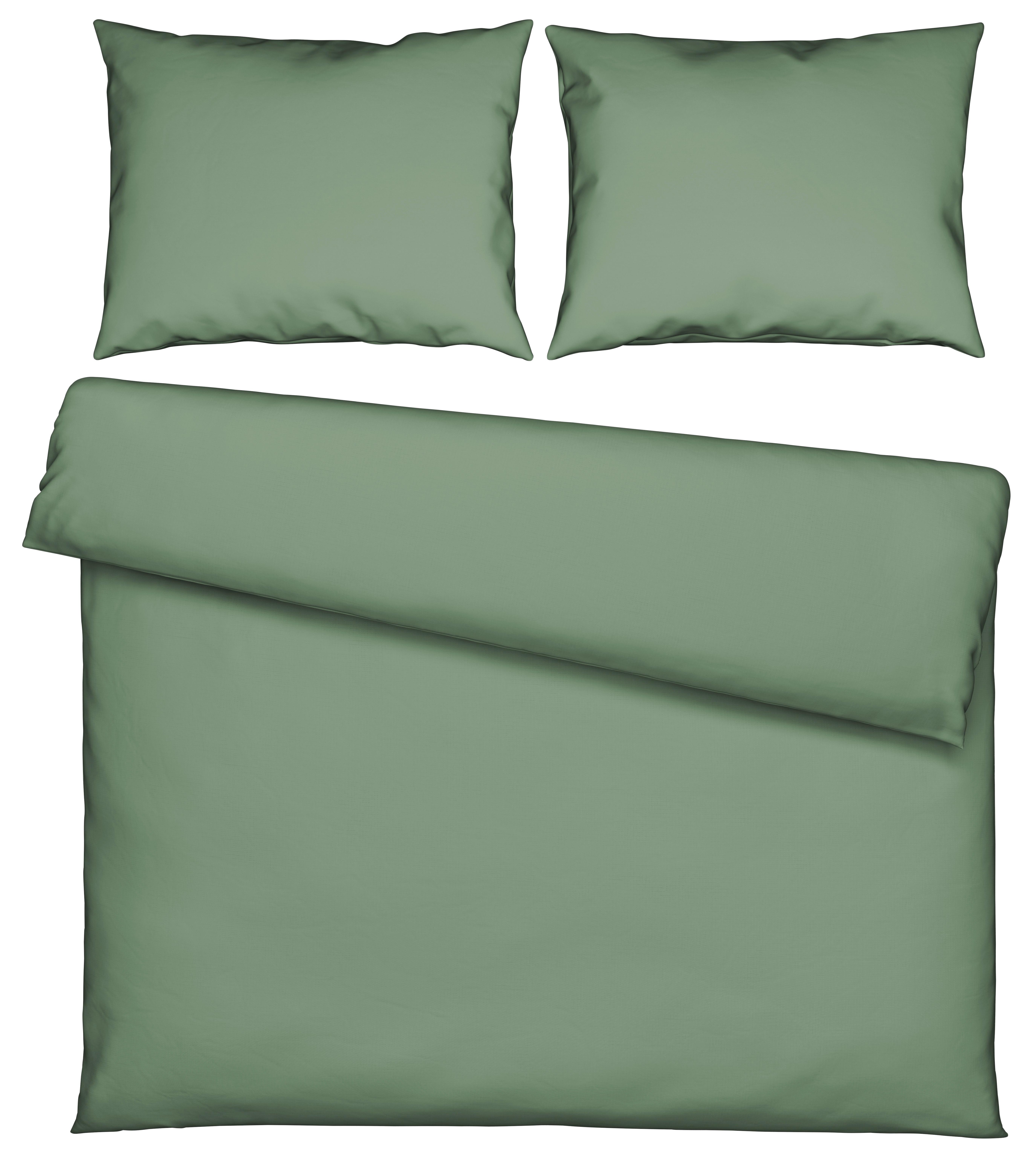 Bettwäsche Stone Washed Uni XXL Jadefarben ca. 200x220cm - Jadegrün, MODERN, Textil (200/220cm) - Modern Living