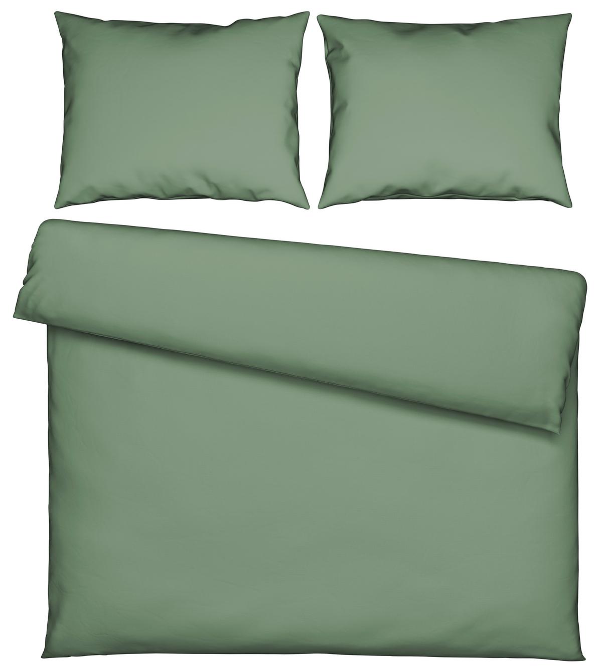 Bettwäsche Stone Washed Uni XXL Jadefarben ca. 200x220cm - Jadegrün, MODERN, Textil (200/220cm) - Modern Living