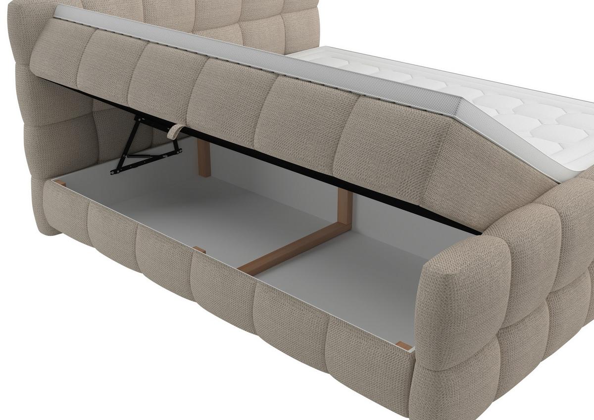 Boxspring Krevet Brisbane - bež/crna, Trend, drvni materijal/drvo (120/220cm) - Premium Living