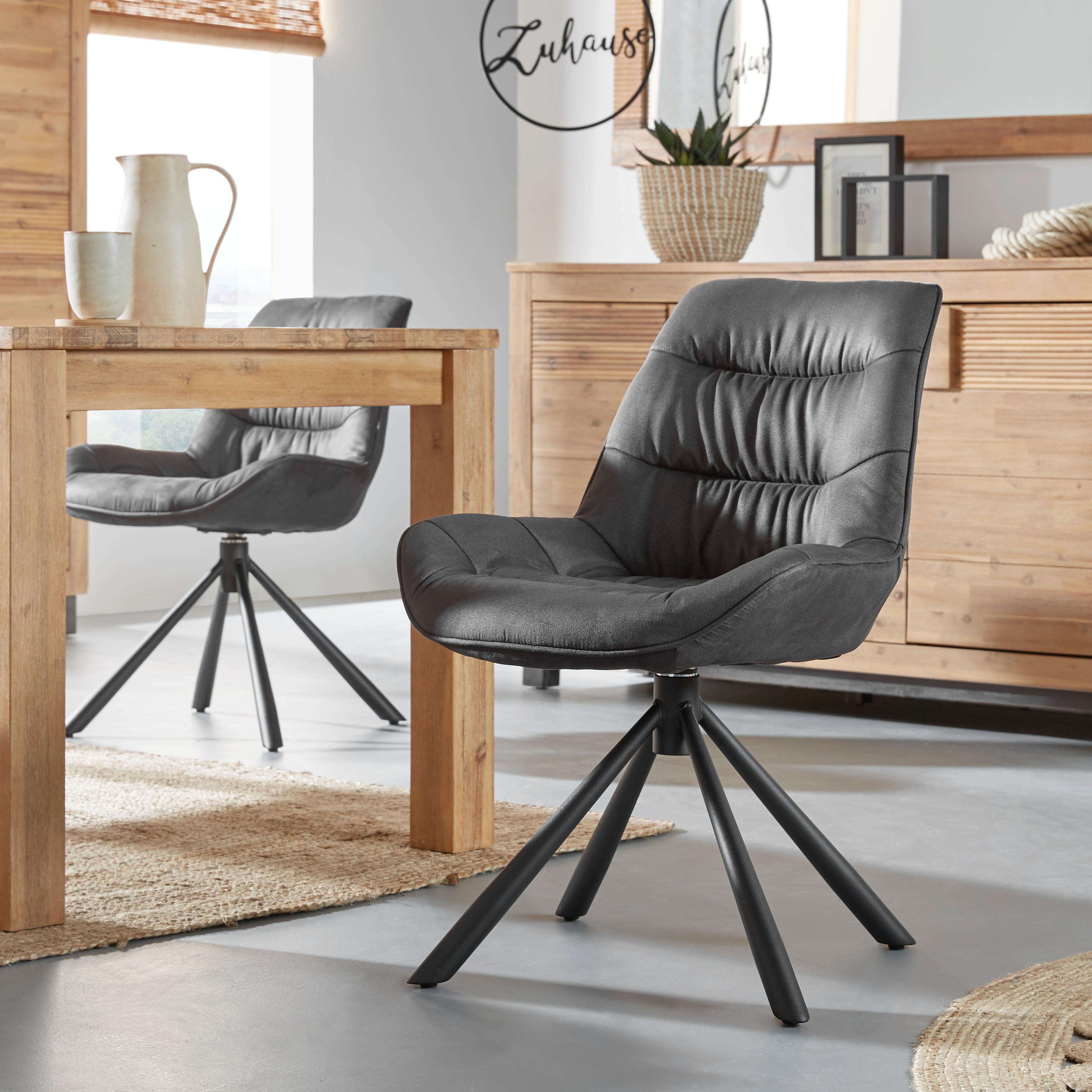 Stuhl Rebell in Grau/Schwarz - Schwarz/Grau, Modern, Textil/Metall (57/84/63cm) - Mömax