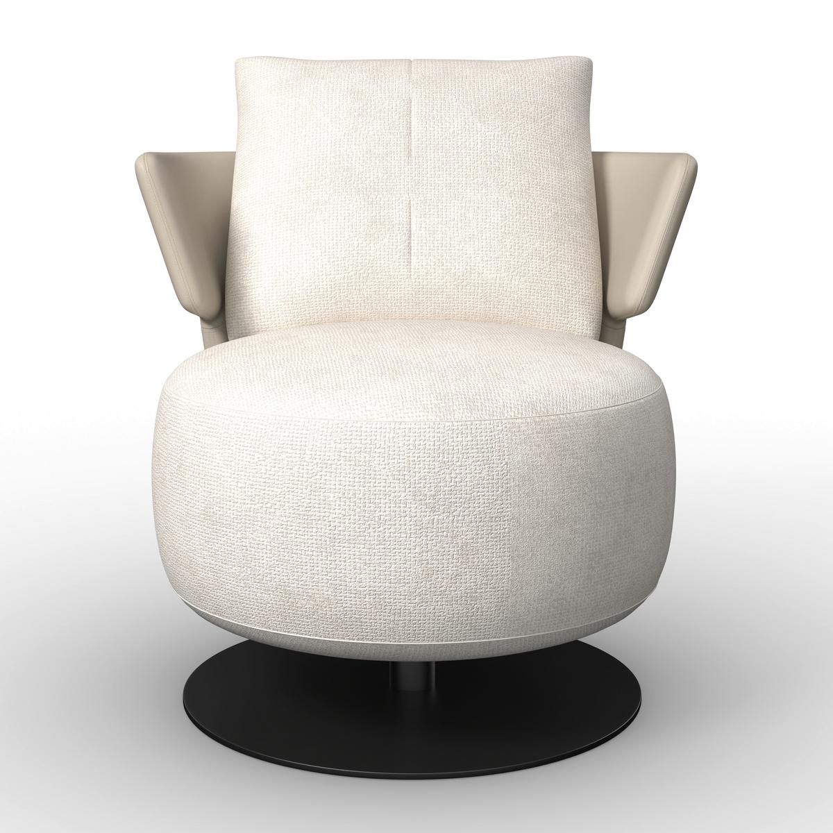 Relaxsessel Nora Beige Webstoff - Beige/Schwarz, MODERN, Holz/Textil (80/80/80cm) - Bessagi Home