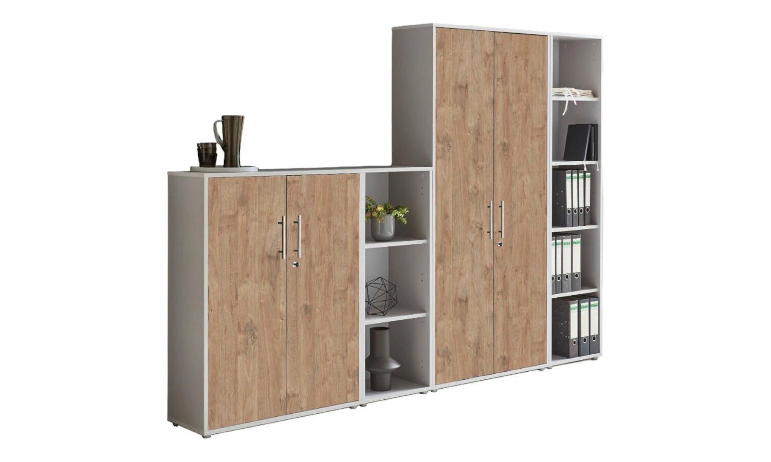 Aktenschrank Office Edition Sw Set 4 Grau/Eichefarben - Eichefarben/Grau, MODERN, Holzwerkstoff (257/186/33cm) - MID.YOU