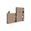 Aktenschrank Office Edition Sw Set 4 Grau/Eichefarben - Eichefarben/Grau, MODERN, Holzwerkstoff (257/186/33cm) - MID.YOU